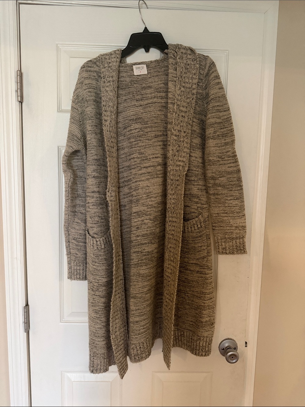Sienna Sky Beige Marled Hooded Open-Front Cardigan